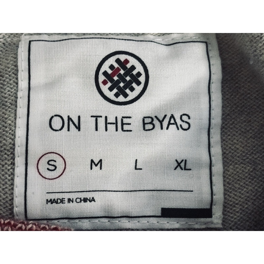 On The Byas Mens Small Gray Navy Red Fair Isle Holiday Graphic Wolf Knit Sweater - Picture 2 of 14